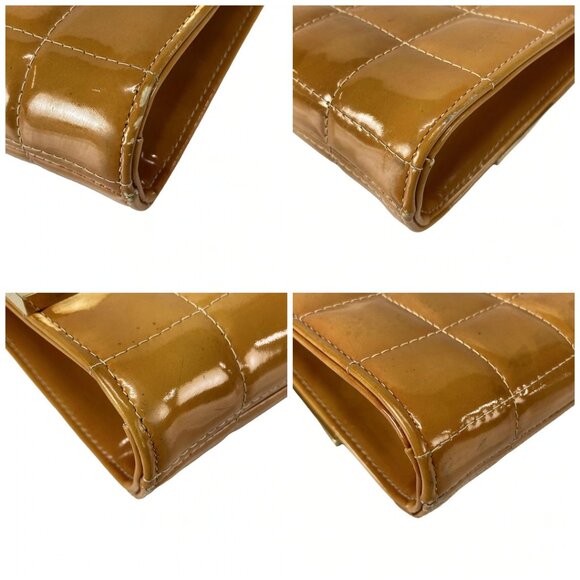 Auth CHANEL Chocolate Bar - Light Brown Patent Leather Shoulder Bag - Picture 16 of 16